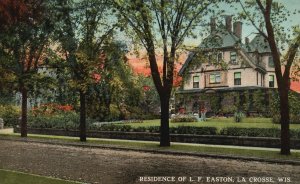 Vintage Postcard 1910's Residence of L. F. Easton La Crosse Wisconsin WI