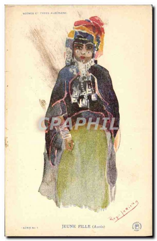 Old Postcard Fantasy Illustrator Algeria North Africa Girl Aures