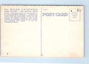 SAN ANTONIO, TX Texas ~ Roadside Interior MILAM CAFETERIA c1940s Linen  Postcard