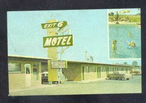 FREMONT OHIO EXIT SIX MOTEL SWIMMING POOL OLD CARS VINTAGE ADVERTISING POSTCARD