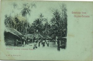 PC CEYLON - SRI LANKA, STREET SCENE, GRAND PASS, Vintage Postcard (b37645)