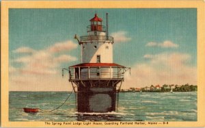 Spring Point Ledge Light House Guarding Portland Harbor Maine ME Postcard UNP 