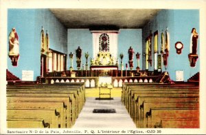 VINTAGE POSTCARD INTERIOR OF THE CHURCH AT JOHNSVILLE QUEBEC CANADA