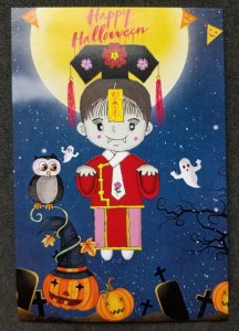 [AG] P89 Malaysia Happy Halloween Chinese Girl Ghost Owl Cartoon (postcard) *New