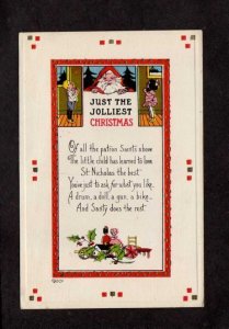 Christmas Jolliest Greetings Merry Santa Claus Postcard 1915 Children