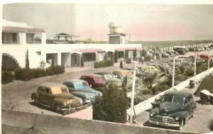 Hand-Colored RPPC Postcard Estero Beach Baja B.C. Mexico Restaurant Cool Cars