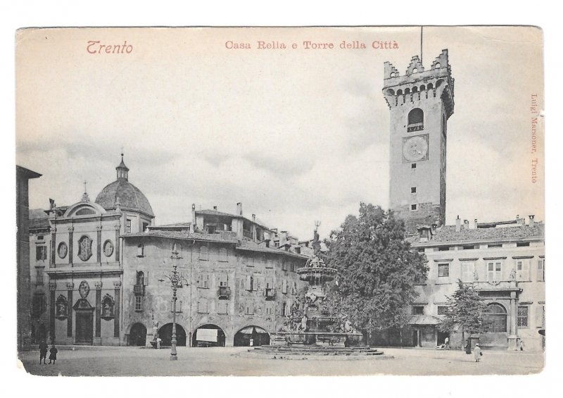 Trento Italy Casa Rello e Torre Della Citta Vintage Luigi Marsoner UDB Postcard