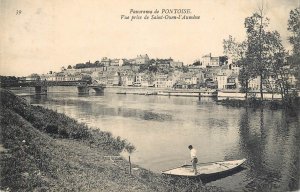 Navigation & sailing themed vintage postcard Pontoise Saint Ouen l'Aumone craft