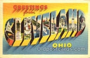 Greetings From Cleaveland, Ohio, USA Large Letter Town 1945 Postal marking on...