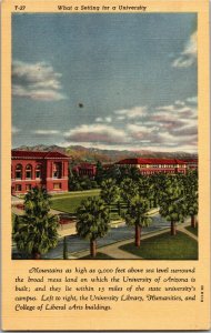 University of Arizona Campus View Vintage Linen Postcard H35