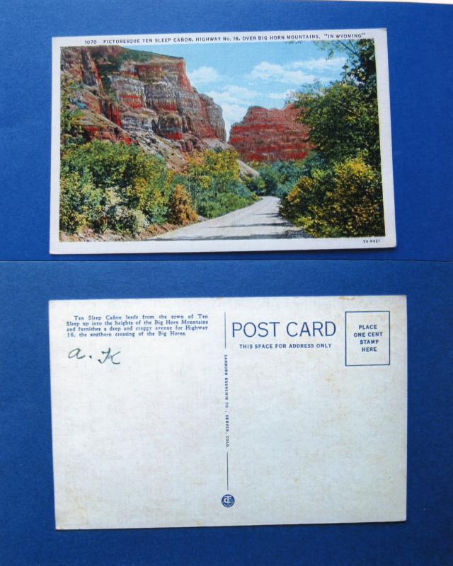 Ten Sleep Canyon, Big Horn Mountains, Wyoming Postcard, Picturesque, Highway 16