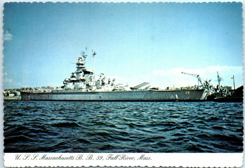 Postcard - U.S.S. Massachusetts B.B. 59, Fall River, Massachusetts 