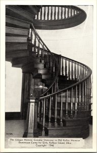Circular Staircase Kelley Mansion Dominican Camp Kelley's Island OH Postcard K75