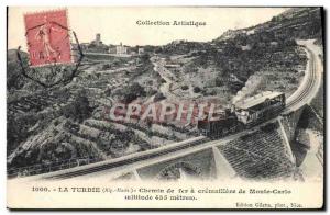 Postcard Old Train Locomotive La Turbie Railway cogwheel Monte Carlo