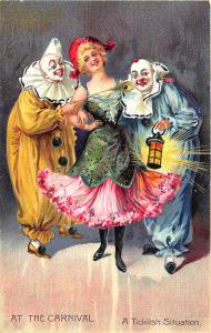 Clowns With Beautiful Woman At The Carnival Raphael Tuck #117 Postcard
