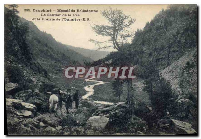 Old Postcard Dauphine Belledonne The Trail Pra and the Prairie Oursiere