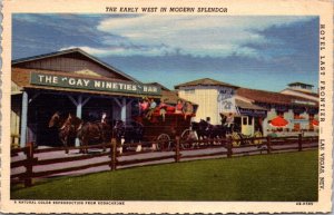 Linen Postcard The Gay Nineties Bar at Hotel Last Frontier in Las Vegas, Nevada