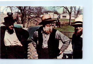 M-54176 Amish Men at Public Sale of Farm Equipment Penna Dutch Country PA