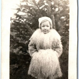 ID'd c1910s Adorable Little Girl RPPC Hand Warmer Winter Coat Photo Postcard A94