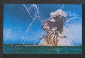 American Munitions Ship Hit By German Bomb Postcard 