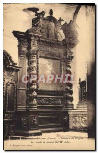 Old Postcard The Moutier Ahun Creuse Interior of the Church of the altarpiece...