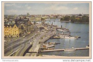 Aerial View Boats in Harbor, Skeppsbron, Stockholm, Sweden