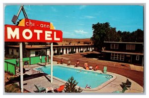 c1967 Postcard CO Chi-Ann Motel Pueblo Colorado Swimming Pool