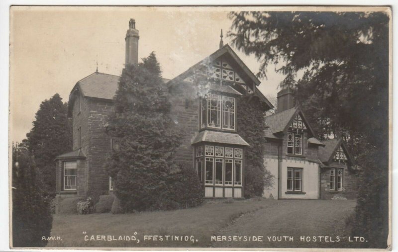 Merionethshire; Caerblaidd Youth Hostel, Ffestiniog RP PPC, Plain Back, c 1930's 