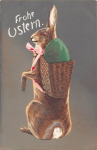 Easter Greetings Humanized Rabbit with Ribbon Eggs Backpack postcard C318