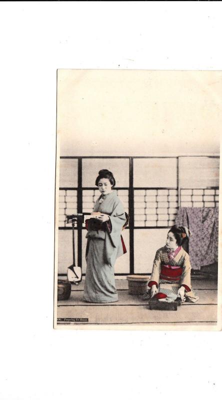 B81585 prepering for dinner geisha types japan front/back image