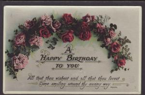 A Happy Birthday to You,Roses Postcard BIN