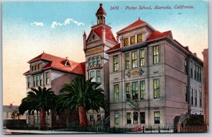 Vtg Alameda California CA Porter School Building 1910s View Old Unused Postcard