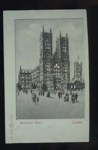 TQ3247 - An early (hold to light) view of Westminster Abbey - postcard