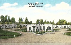 A and W Motor Court, Clarksville, Tennessee Vintage Postcard #2 P124