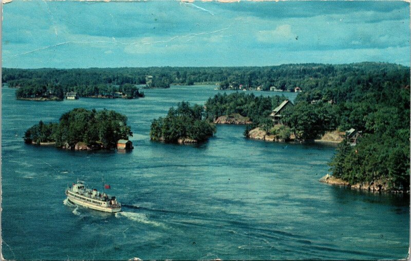 Thousand Islands Ontario Canada Cruise Boat Postcard VTG UNP Plastichrome  