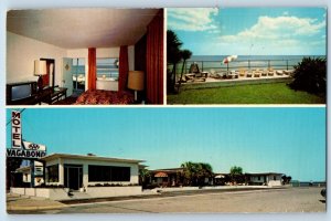 1971 Jacksonville Florida Postcard Vagabond Motel First Street Beach Multiview