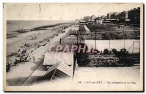 Old Postcard Luc sur Mer Perspective view of the beach