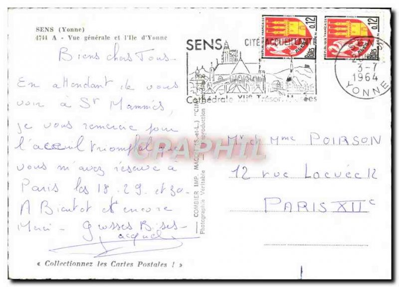 Postcard Modern Sense Vue Generale and I & # 39lle Yonne