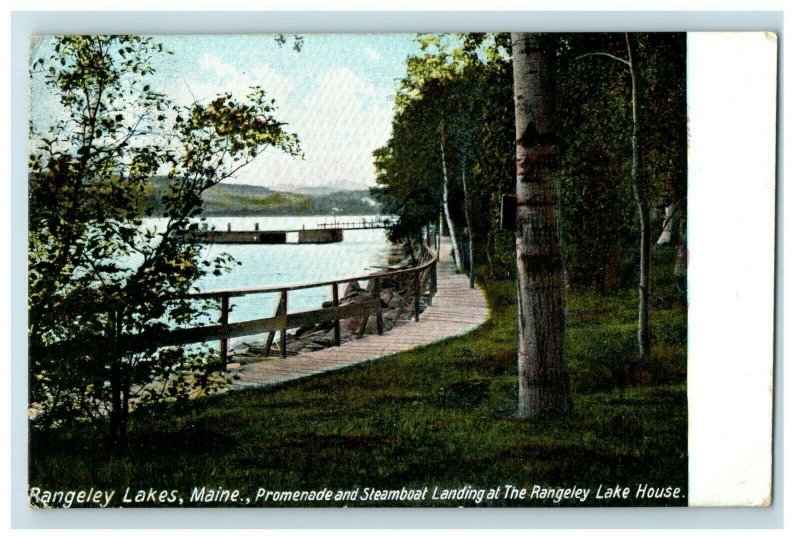 C. 1907 Rengeley Lakes, Maine, Promenade And Steamboat Landing Postcard P41