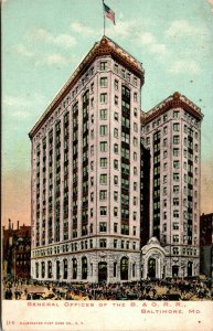 Vtg Baltimore Maryland MD General Offices of the B&O Railroad pre-1908 Postcard