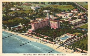 Vintage Postcard Ronnie Plaza Hotel Miami Beach Florida On The Ocean Buidlings