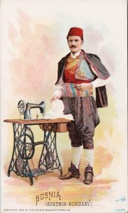 Bosnia Singer Manufacturing Co Advertising Man Sewing Machine Trade Card H59