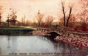 Illinois Rock Island Longview Park Rustic Bridge 1912