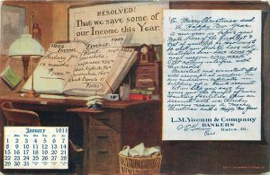 Postcard  1911 Galva Illinois Yocum Bank advertising Calendar 23-11253