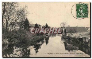 Old Postcard Alencon View Sarthe taking the new bridge