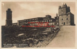 Germany, Harz, Brocken, RPPC, Brockenhotel, Meteor-Observatorium, Photo