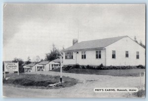 Hancock Maine ME Postcard Frey Cabins General View Signage Building 1940 Vintage