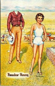 Vtg 1980s Rancher Nancy Reagan Paper Doll First Lady Artist Art Strader Postcard