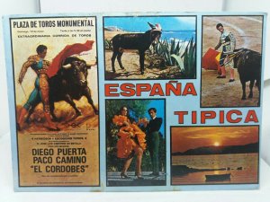 Vintage Multiview Postcard Espana Tipica Flamenco Dancers Bullfighting etc 1970s