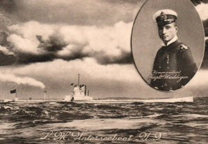 German Navy SM U9 Submarine Postcard Commander Weddigen WWI